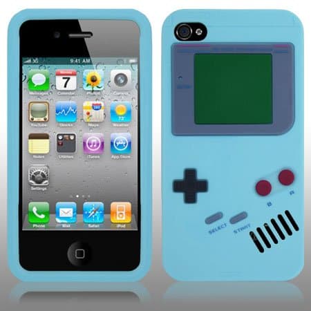 LIGHT BLUE Game Boy Series Silicone Rubber iPhone 4/4S Case