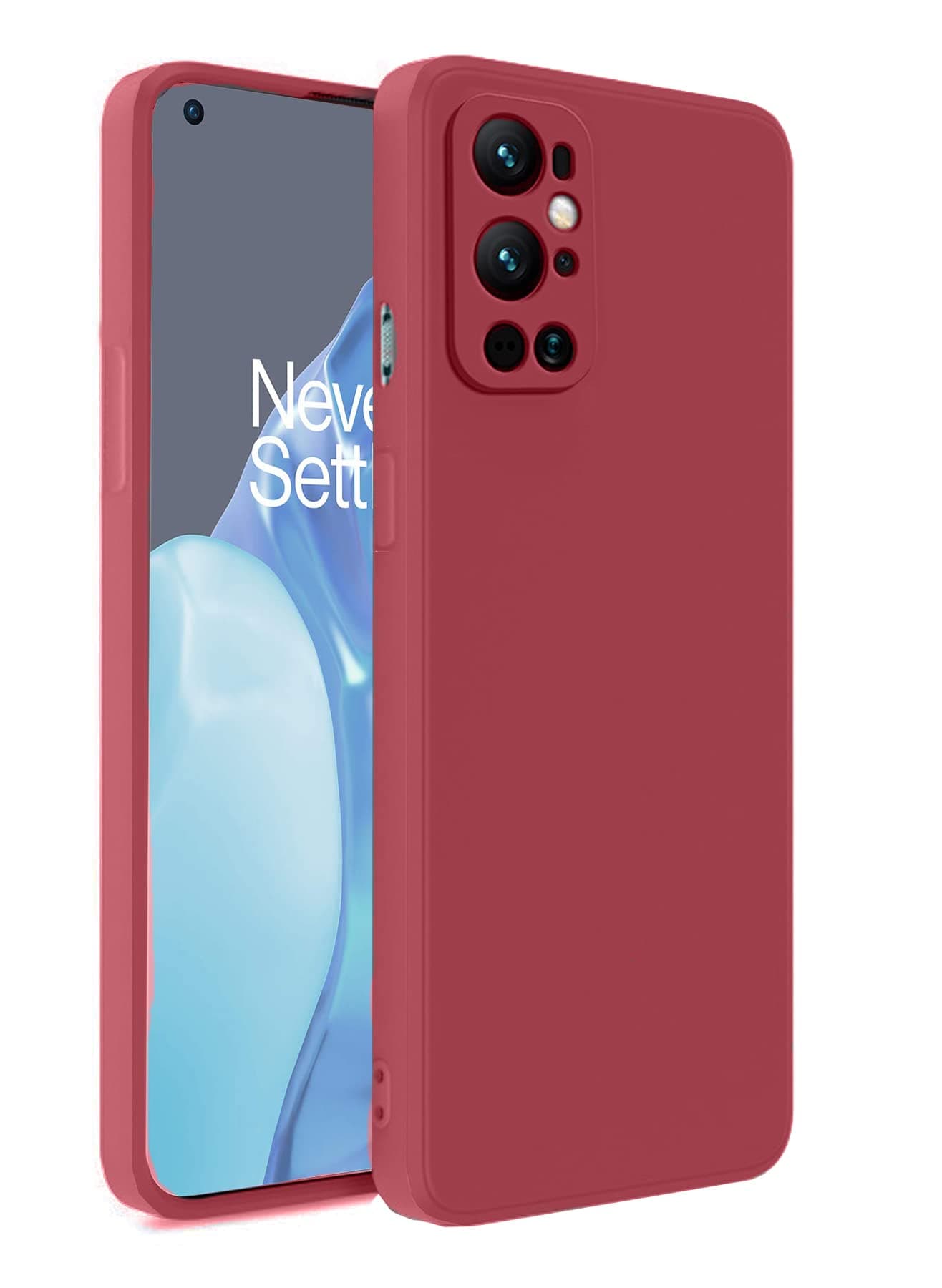 Winble Camera Protection Soft Silicone, TPU Protective Back Cover Case for OnePlus 9 Pro/One Plus 9 Pro (Red)