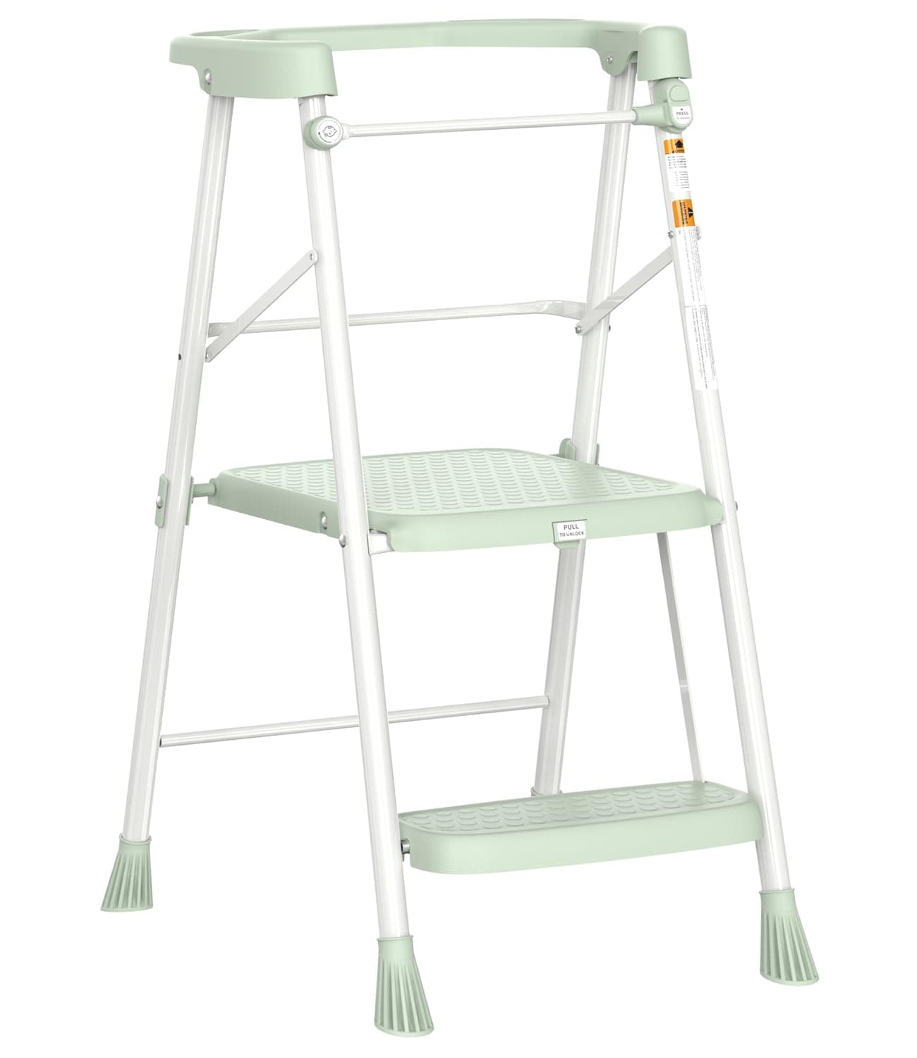 HBTower Kids Step Stool 2 Steps, Toddler Tower for Kitchen Counter Learning, Toddler Kitchen Stool Helper with Anti-Drop Safty Railing Kids Standing Folding Stepper, Green