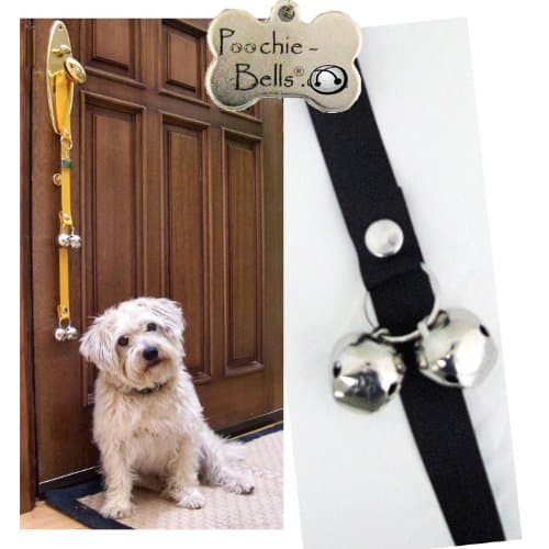 PoochieBells Authentic Premium Leather Edition Housetraining Dog Doorbells, Solid Black