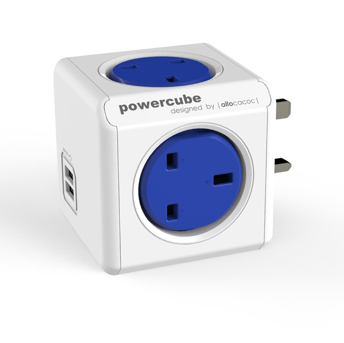 PowerCubeOriginal USB 4 WAY 2USB Wall Socket Adapter with Resettable Fuse (Cobalt Blue)