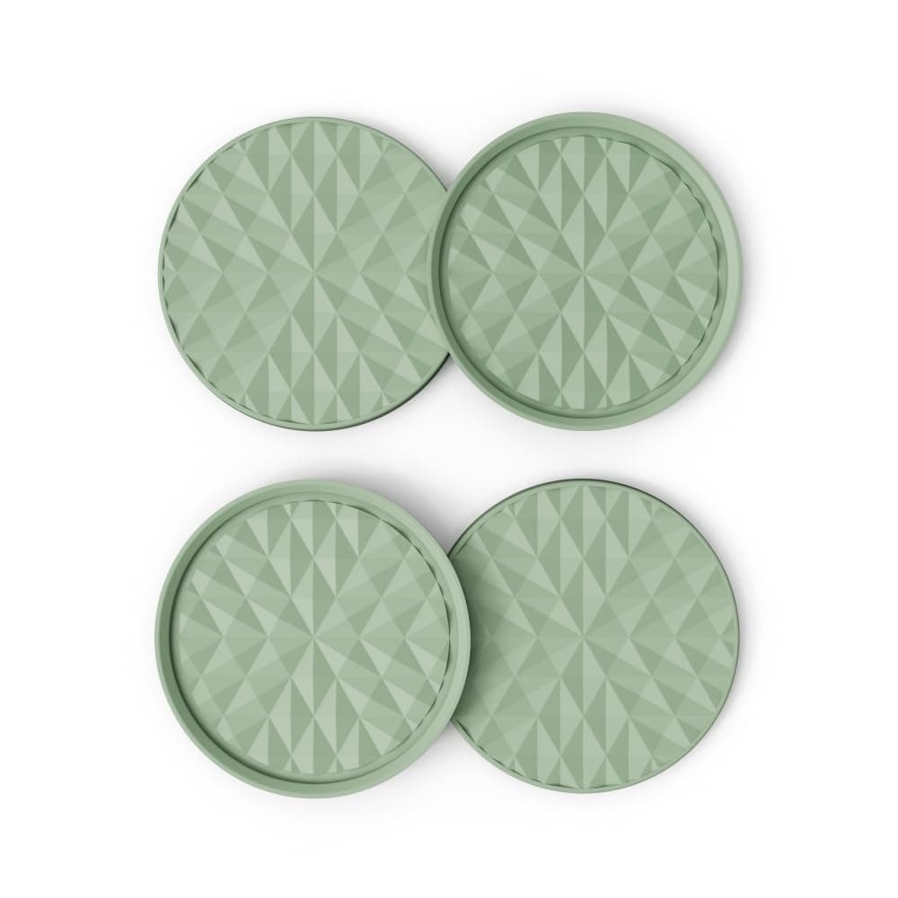 Silicone Coasters for Drinks[4 Pack]- Cup Mat for Tabletop Protection-Non-Slip, Non-Stick, Coffee Table Decor, St. Patrick’s Day Home Decor Gift, Sage Green