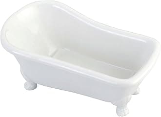 Kingston Brass 7-Inch Length Ceramic Tub Miniature with Feet, White Potpourri Holder