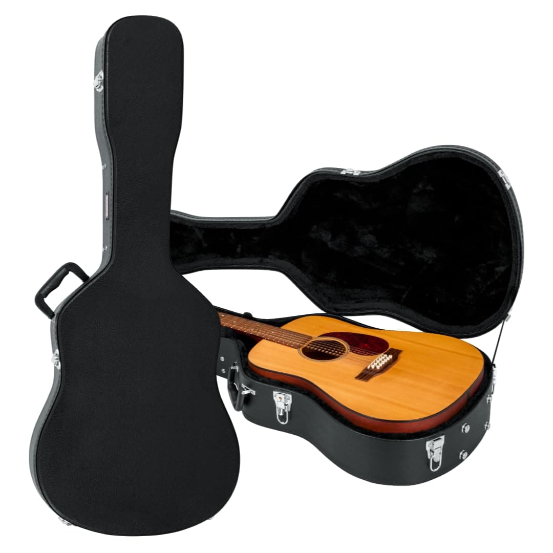 Cases Traditonal Series Hard-Shell Wood Case for 6 or 12-String Dreadnought Style Acoustic Guitars, (GWE-DREAD 12)