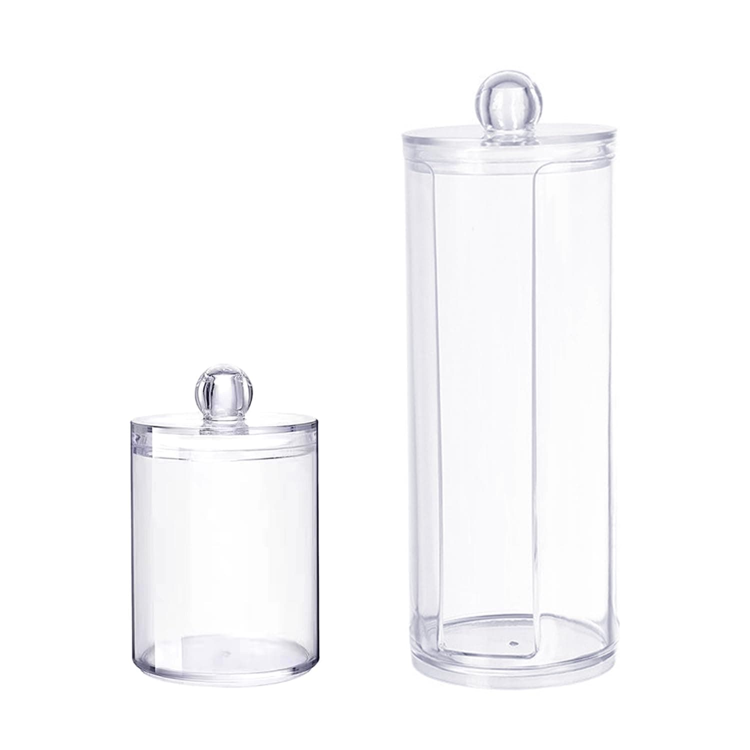 2 Single-Layer Cotton Swab Boxes And 1 Makeup Remover Cotton Storage Box (Long Tube), Multi-Functional Transparent 2-In-1 Cotton Swab Box And Cosmetics Storage Box, Dust Cover, Beauty Storage Tools.