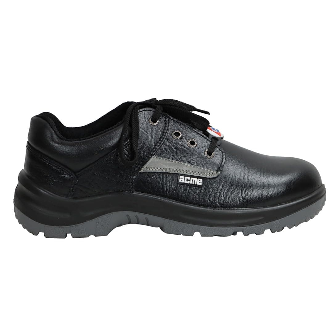 Safety Shoe S.T. PU Double Density - Low Ankle - Plain Black Apollo Leather -ORION (BLACK, 9)