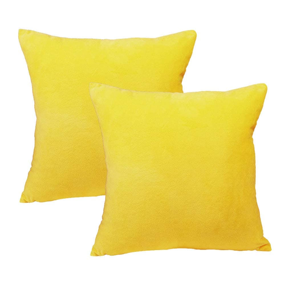 sykting Decorative Pillow Covers Solid Super Soft Short Plush Fuzzy Throw Pillow Covers for Bed Couch Chair Pack of 2 Square 18x18 inch Yellow