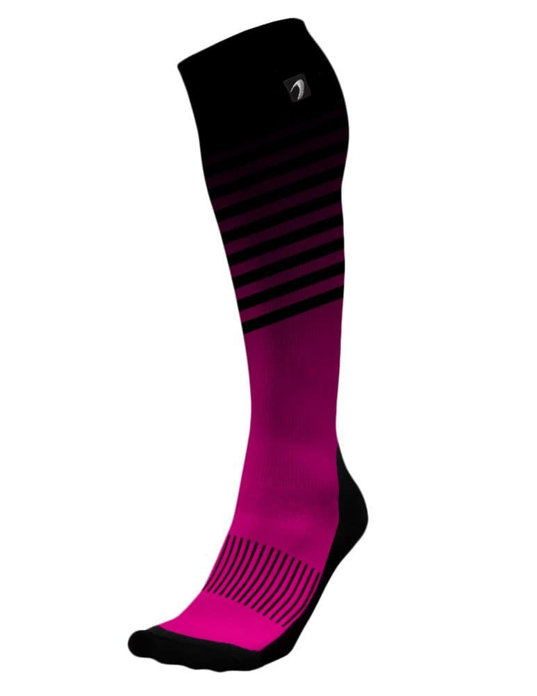 Designer Compression Socks Graduated for Performance and Recovery by Acel (Pinstripes Pink, XS)