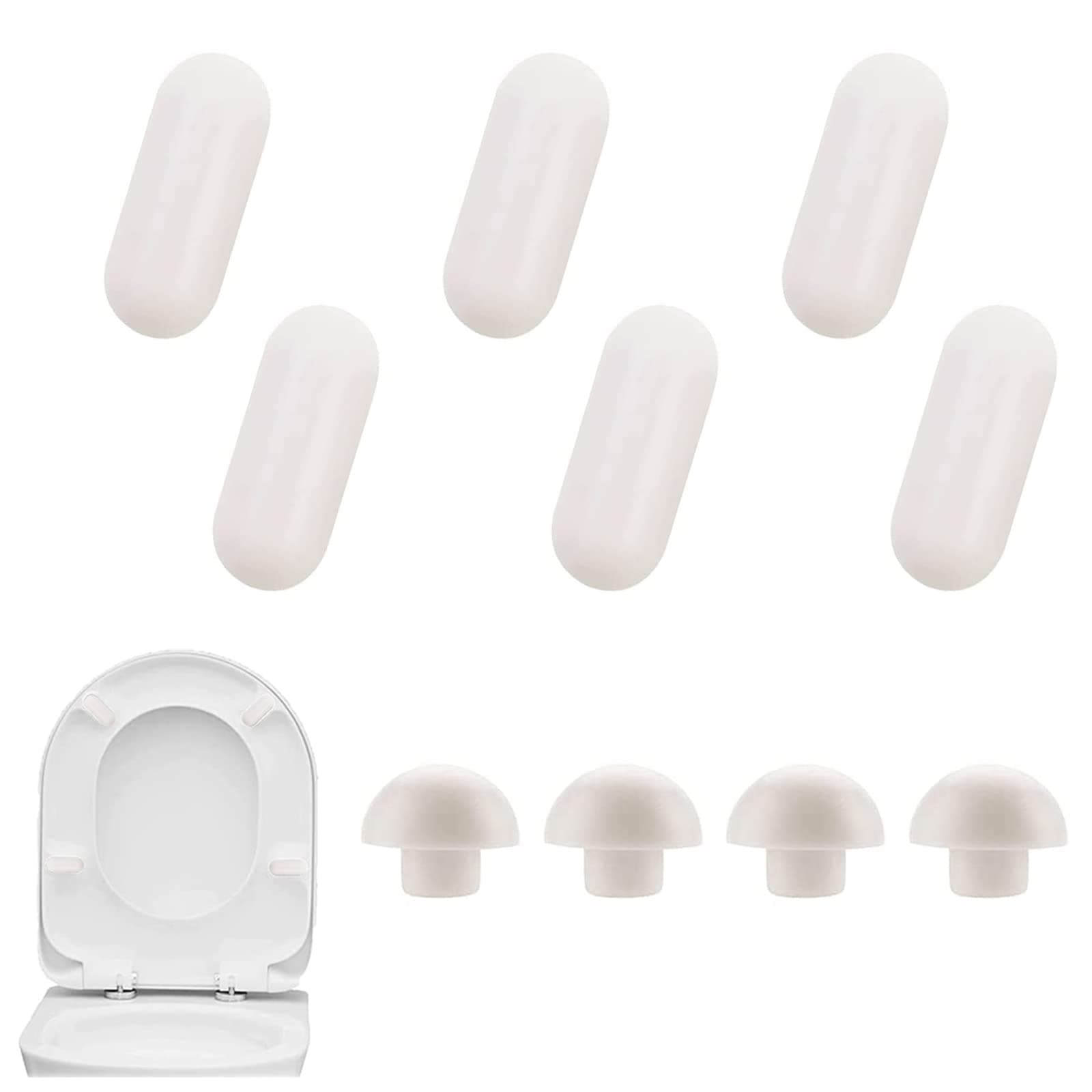 KARELLS Toilet Seat Buffer, Universal Plastic Toilet Seat Buffer, Pack of 10, White, Oval