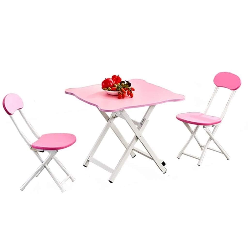GJ Folding Dining Table And Chair Combination, Home Small Square Table/study/desk, Outdoor Portable Table And Chair, (1×table+2×chair), 2 Colors table (Color : A, Size : 60X60×72CM)