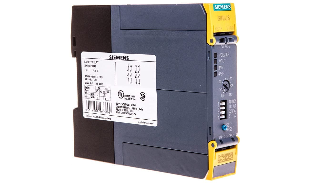 Siemens 3SK1121-1CB42 Sirius Safety Relay Basic Unit Advanced Series with Time Delay, White