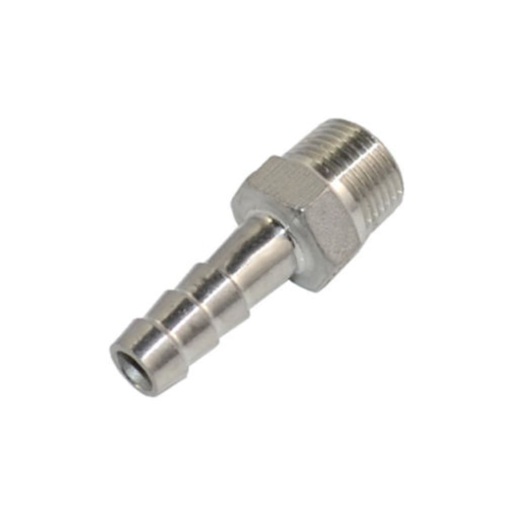SS304 Thread Hose Pipe Fitting Male x Barb Hose Tail Stainless Steel Connector NPT (1/4" x 10MM)