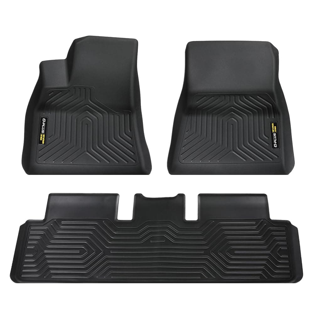 3PCS G-PLUS Floor Mats, Compatible with Tesla Model 3 2017-2023 Sept Old Style, NOT Fit 2023 Oct-2024 New Model,1st & 2nd Row Cargo Liners All Weather Full Cover Protection Car Floor Liners