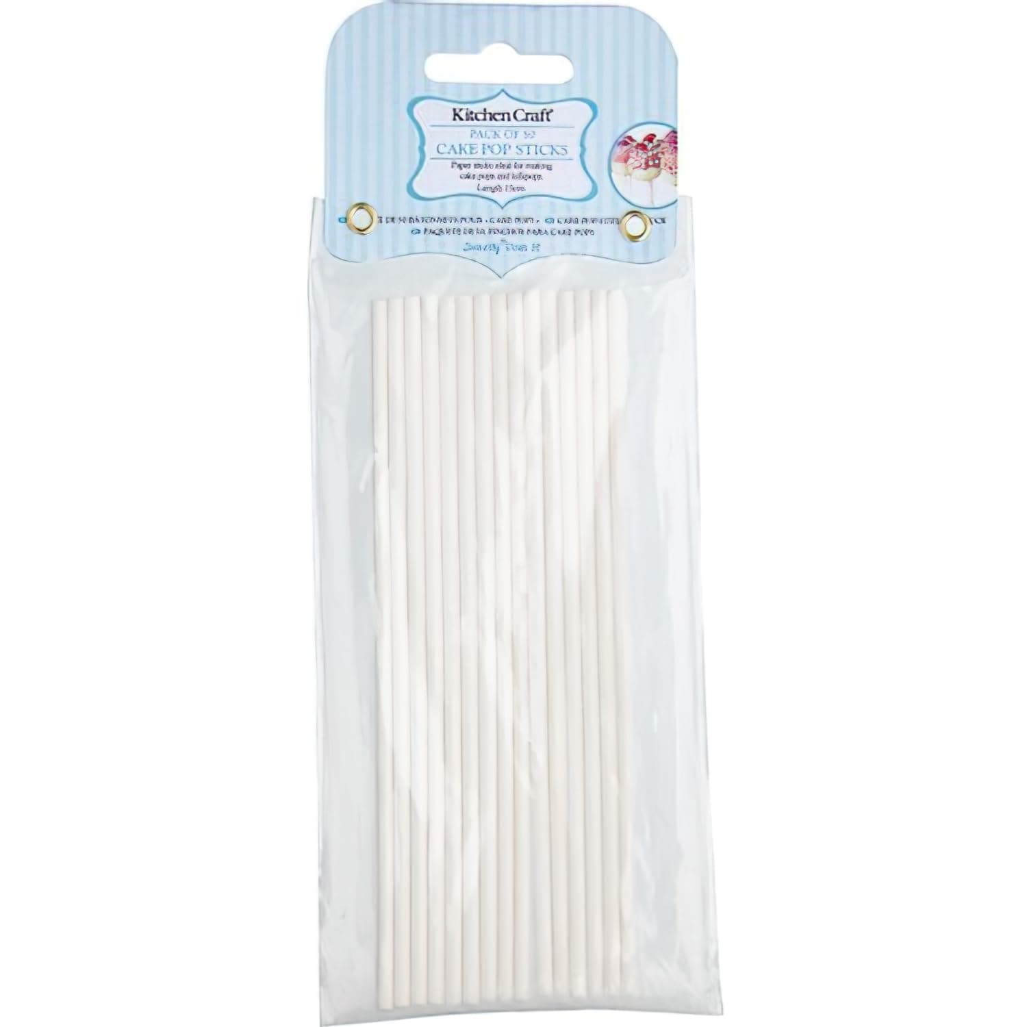 KitchenCraft, Sweetly Does It Cake Pop Sticks, Lolly Pop Sticks, Paper, Pack of 5, White