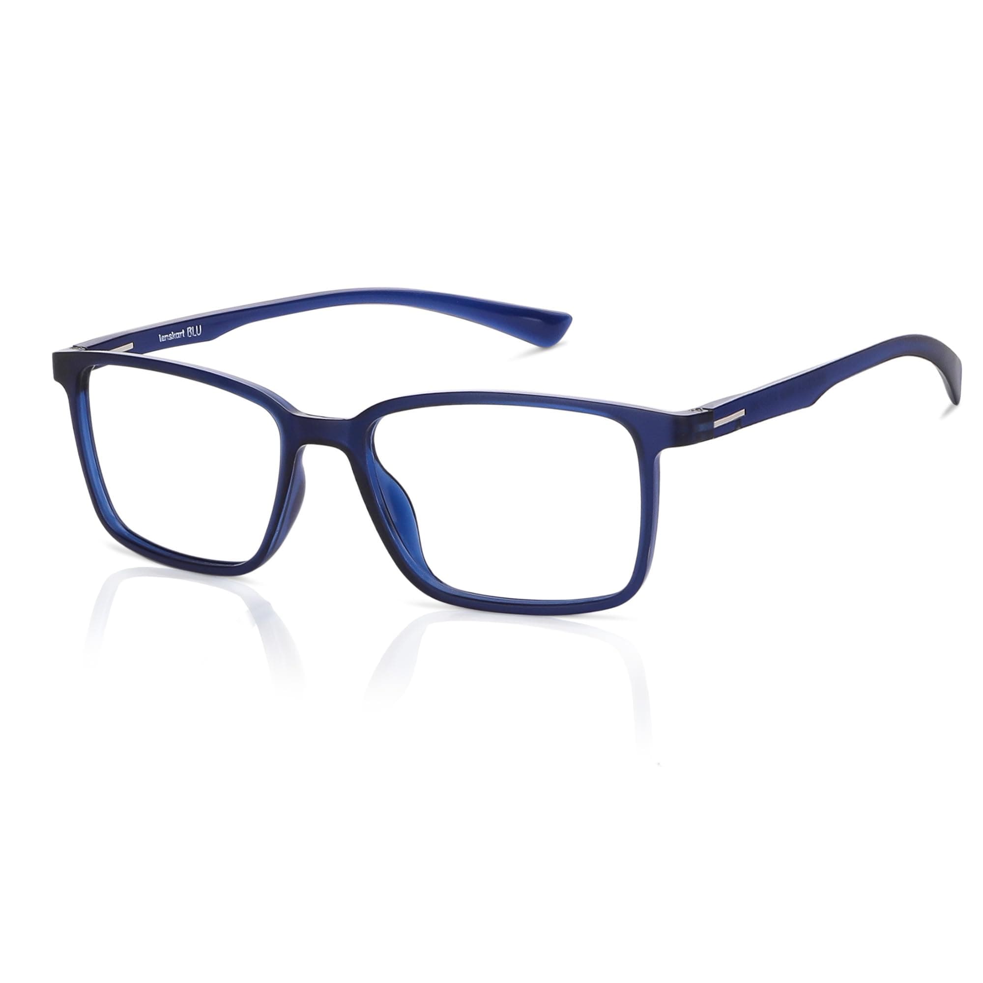 | Zero Power Blue Cut Computer Glasses | Anti Glare, Lightweight & Blocks Harmful Rays | 100% UV Protected | Full Rim Rectangular | For Men & Women | Large | LB E13737