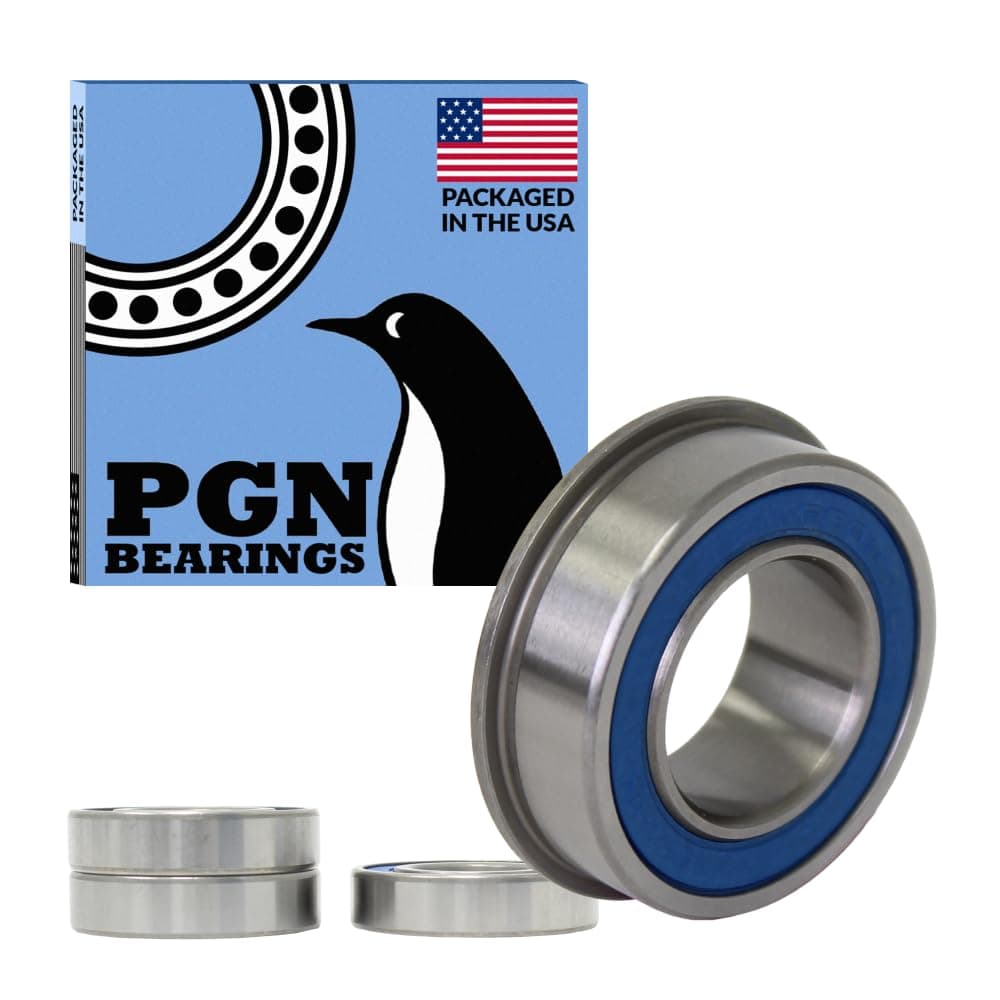 (4 Pack) PGN 3/4" x 1-3/8" Flanged Ball Bearing - Replacement for Lawnmower, Carts & Hand Trucks Wheels, and Wheelbarrows - Chrome Steel - Lubricated