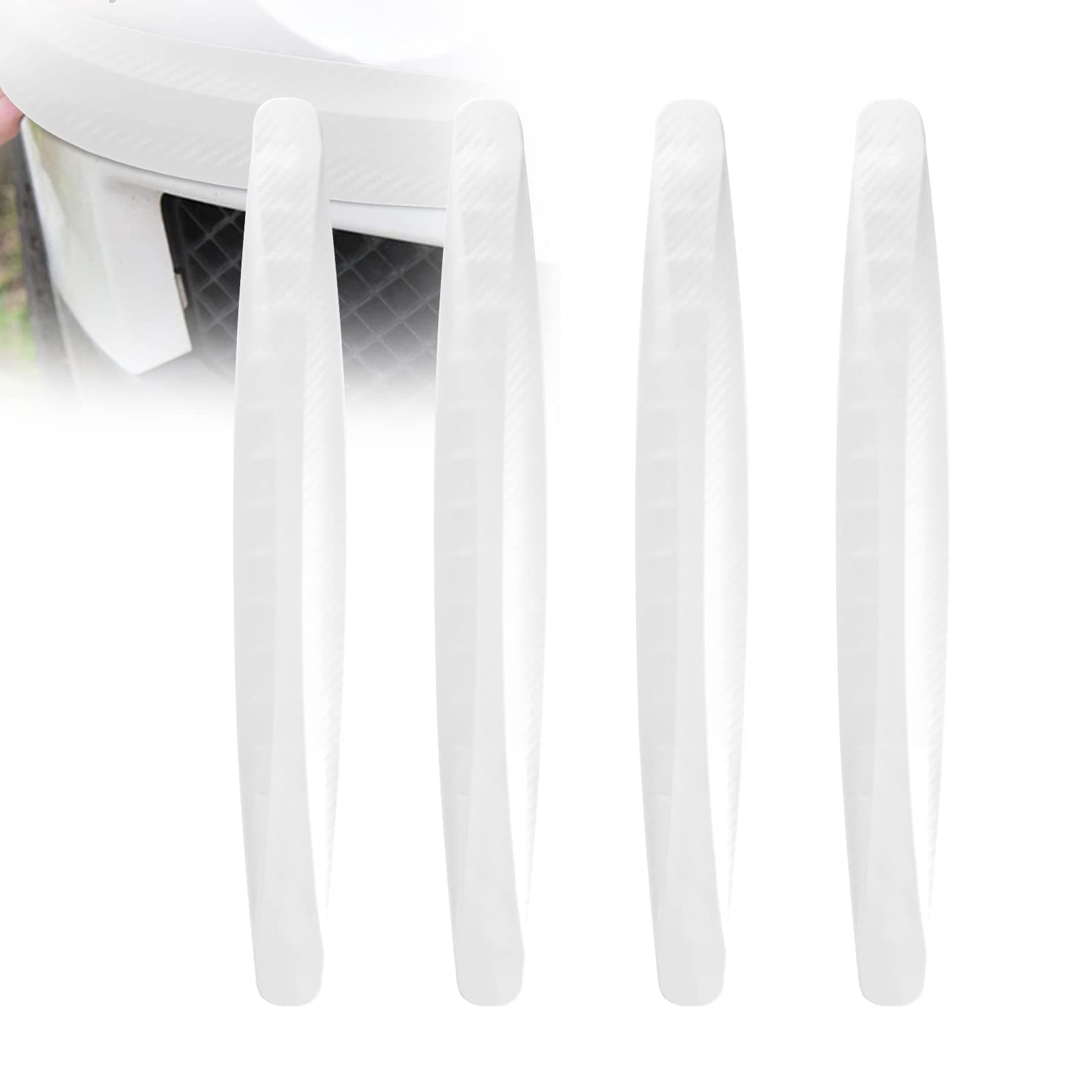 4 Pack Car Rubber Bumper Anti Collision Strips, Front and Back Corner Bumper Protector Trim, Anti-Scratch Bumper Guard Strip (White)