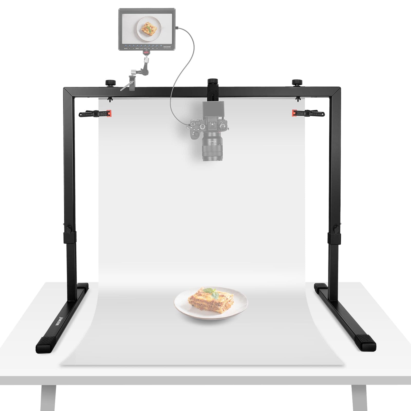 NEEWER Overhead Camera Mount for Shooting from Top to Bottom, Steel Tabletop, Multiple Mounting Platform for Flatlay Photography, Light, Cooking, Drawing, Crafts, for Tables ≥1 m Length ST100