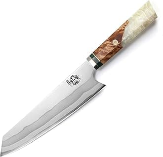 8 inch Japanese Kiritsuke Chef Knife, Hand Forged 67 Layers 440C Damascus Steel Kitchen Knives, Professional Meat Sushi Chef's Knife (White Pomegranate Handle & Gift Box)