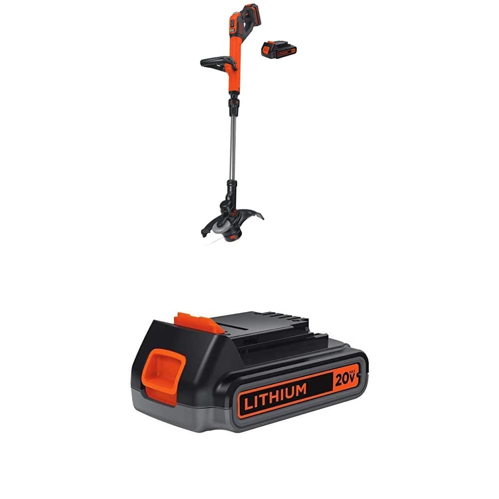 BLACK+DECKER 20V MAX String Trimmer/Edger with Extra Lithium Battery 2.0 Amp Hour (LSTE525 & LBXR2020-OPE)