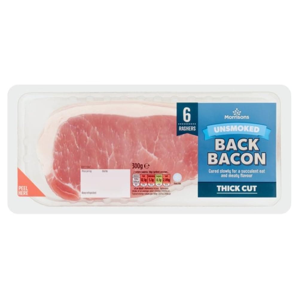 Morrisons Unsmoked Thick Back Bacon 6 Rashers 300g