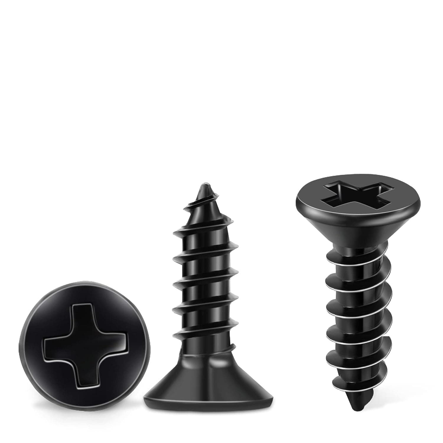 100 PCS M4 X 8mm Black Oxide Coated Flat Head Phillips Wood Screw, Stainless Steel 18-8 (A2) Fully Threaded Screws by TPOHH