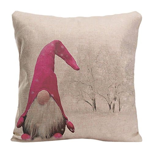 LDJ Cotton Polyester Sofa Chair Seat Square Throw Pillow Case Decorative Cushion Cover Pillowcase Design With "Cute Elf " Winter White Custom Pillow Cover Print Double Sides Sized 18x18 Inches