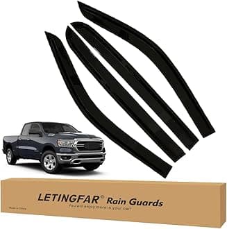 Tape-on Rain Guards for 2009-2024 Dodge Ram 1500 Crew Cab, for 2009-2024 Dodge Ram 1500 Accessories，Side Vent Visors Shades Window Deflectors for Dodge Ram 1500