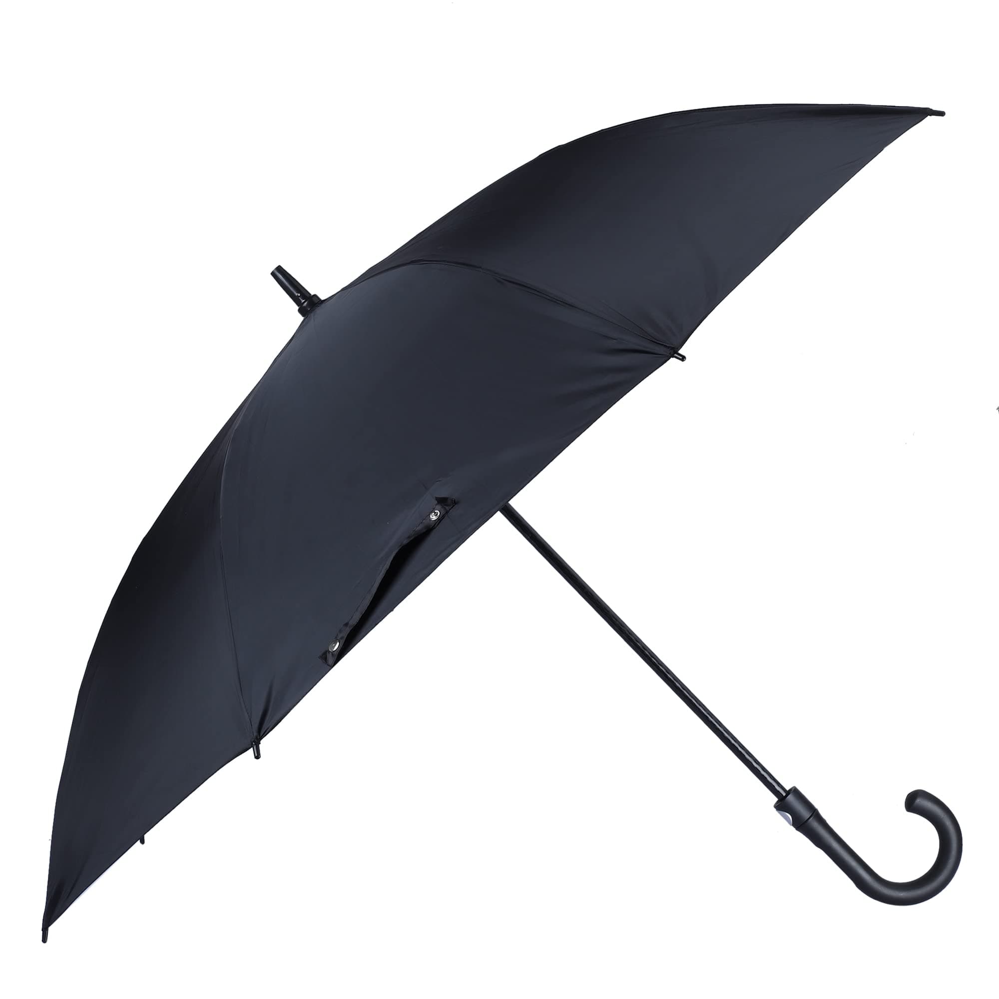 Umbrella Mighty Series Single Fold Auto Open J- shape Handle Waterproof Polyester 210 T Umbrellas For Men and Women (Black)