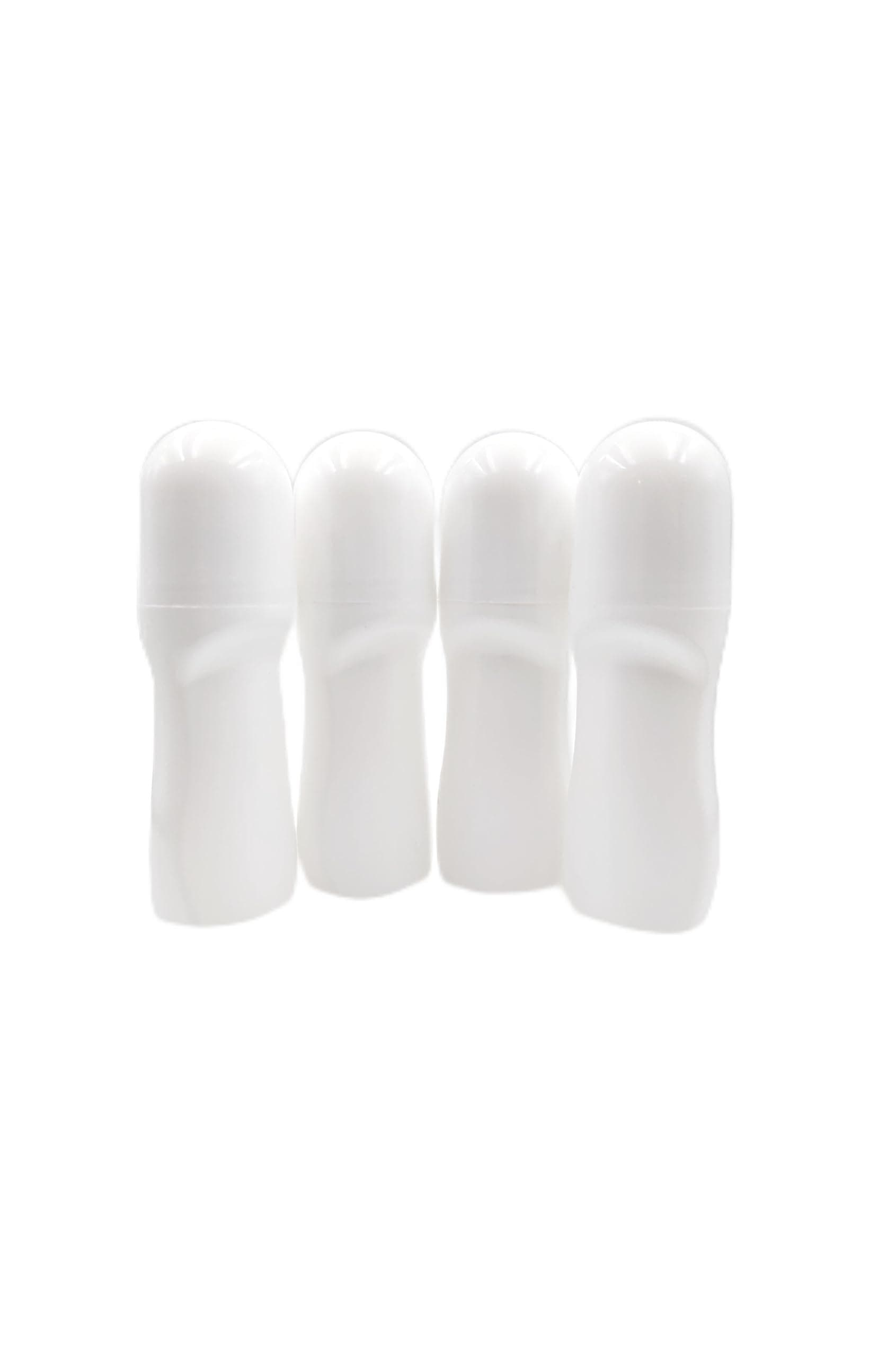 4Pcs Plastic Roller Bottles 1.7 oz /50 mL Reusable White Empty Rollerball Bottles DIY Deodorants Containers for Essential Oils Perfumes Balms