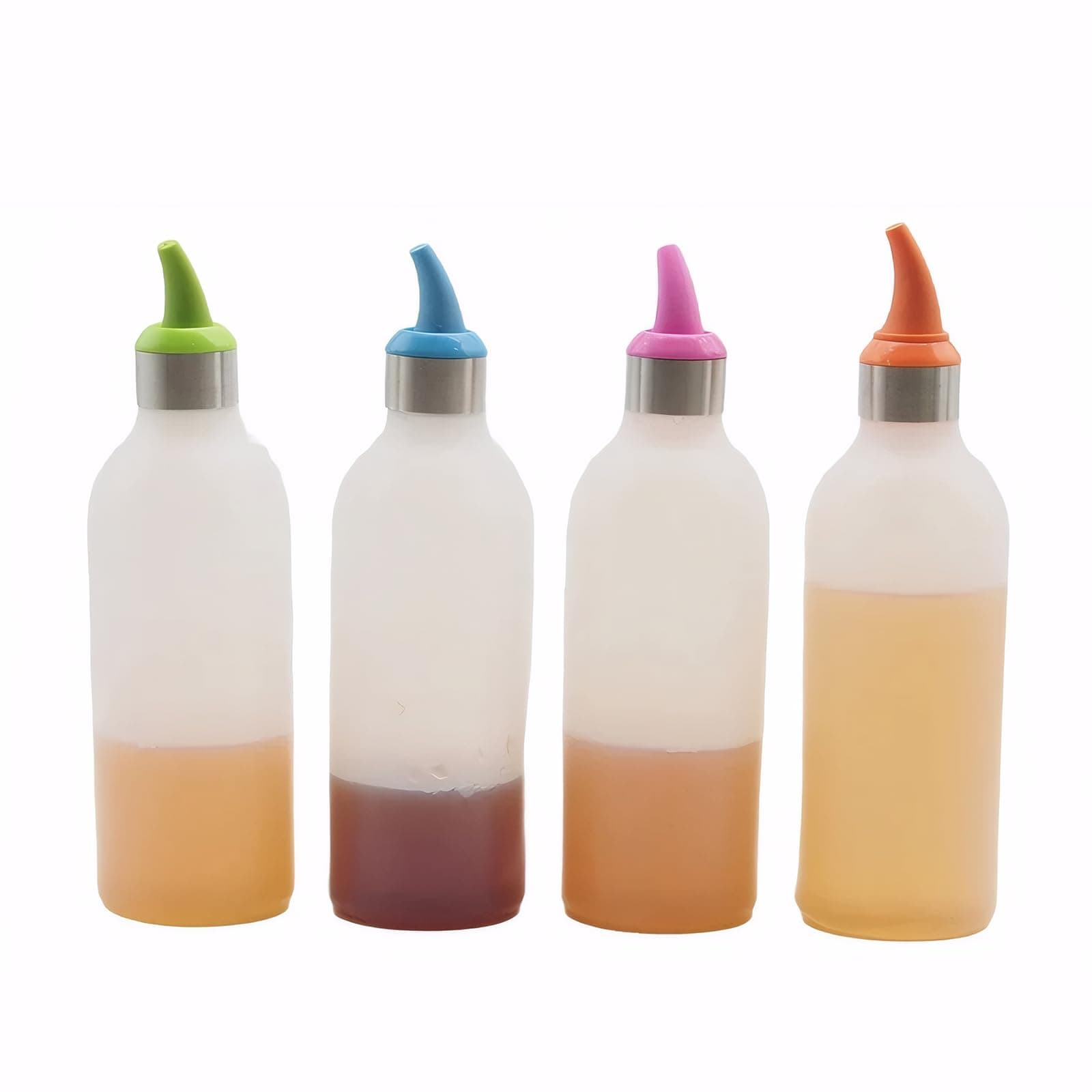 Lancoon 4 Pcs Squeeze Bottle, 15 oz Plastic Condiment Squirt Bottles Sauce Dispenser Dressing Bottle for Hot Sauce, Condiments, Syrup, Ketchup, Olive Oil, Mustard, Arts and Crafts