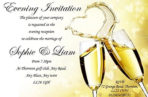 50 Personalised Wedding Evening Invites - Invitations WE14