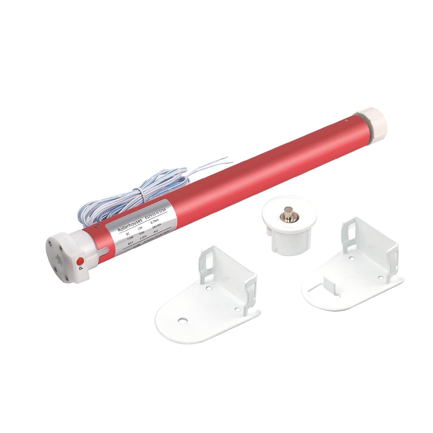 12V DC Motor for RV Electric Roller Shade, Switch Controlled, Quiet, Red, Sheer, 1-3/16" Tube, 7.7 lb Lift Capacity