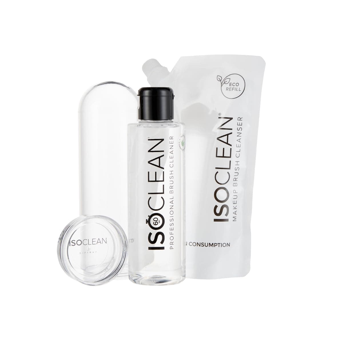 Makeup Brush Cleaner and Refill Pouch - 165ml Easy Pour Liquid Makeup Cleaner Solution for Brushes and Tools, Cleans Bristles, Dries in 60 Seconds, For Professional & Home Use