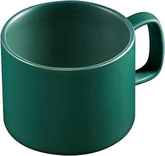 VOBAGA Coffee Mug 11 oz Tea Cup with Flat-Bottom Warming Coffee Milk for Office and Home (Green)
