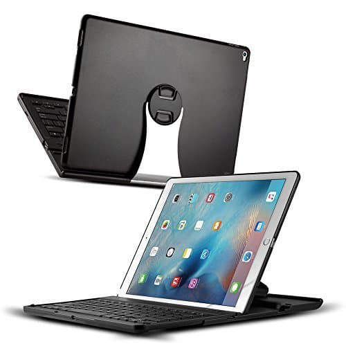 iPad Pro Keyboard Case, CoverBot iPad Pro Keyboard Case Station BLACK Bluetooth Keyboard For iPad Pro 12.9 Inch. Folio Style Cover with 360 Degree Rotating Viewing Stand Feature
