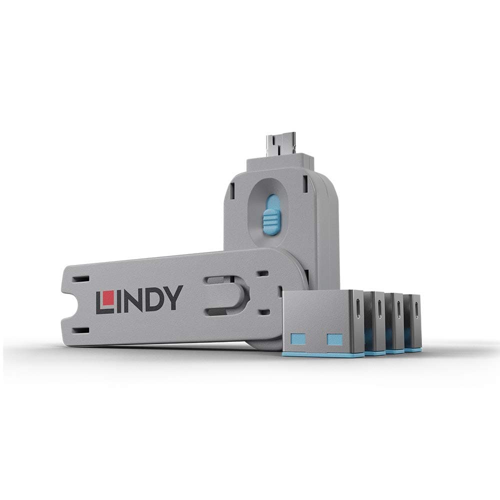 LINDY USB Port Blocker - Pack of 4 Colour Code: Blue