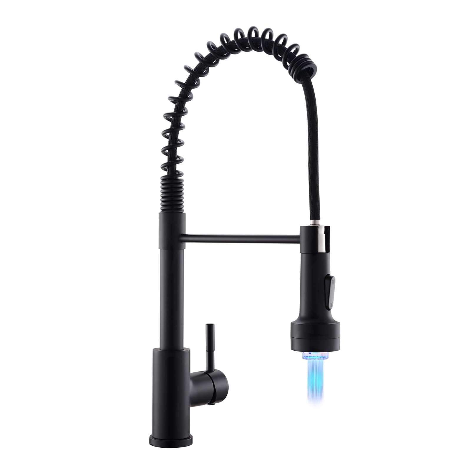 Black Kitchen Faucet with Pull Down Sprayer Single Hole Stainless Steel LED Faucet, Suitable for Farmhouses, RV, Laundry Room, Outdoor, and Campers. Llave para fregadero de cocina