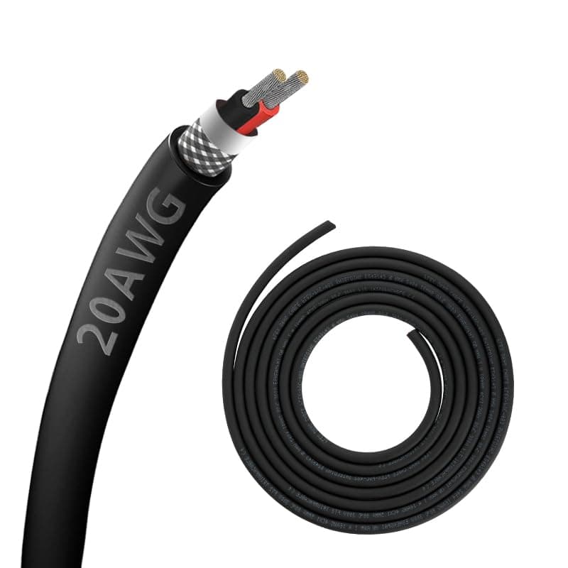 20AWG 20/2 2 Core Shielded Wire CNC Wire (30FT) UL2464 Tinned Copper Core 20 Gauge Cable Speaker Wire for CNC Router Machine, CNC VFD Spindle, Electrical Appliance, Transformer and 3D Printer,etc