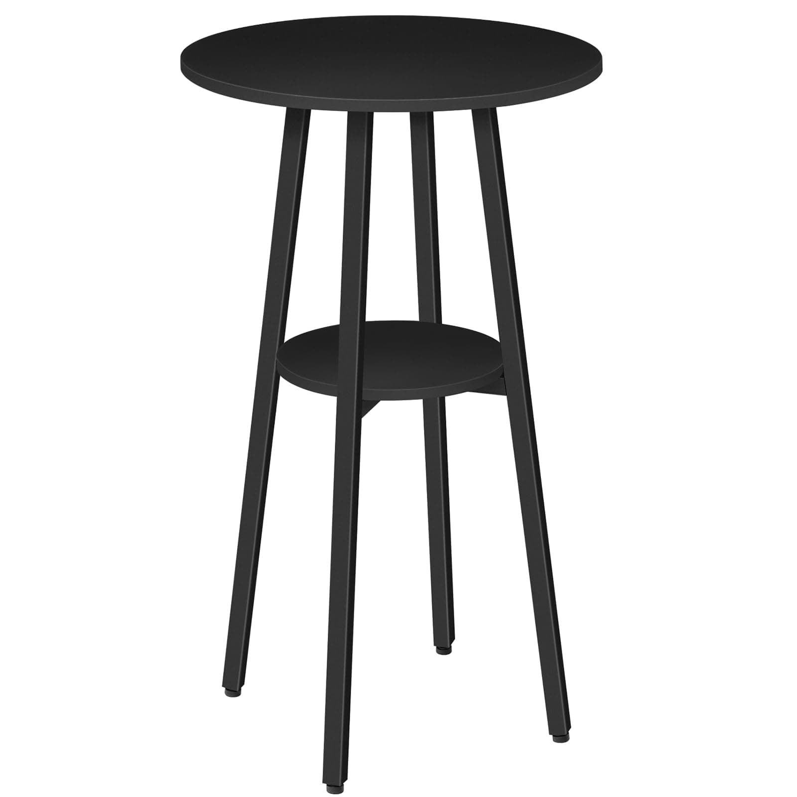 HOOBRO Bar Table, Round Pub Table, 2-Tier Bistro Table with Storage, 37.4" High Top Table for Small Spaces, Cocktail Table with Top Particleboard for Kitchen, Easy to Assemble, Black BB55BT01