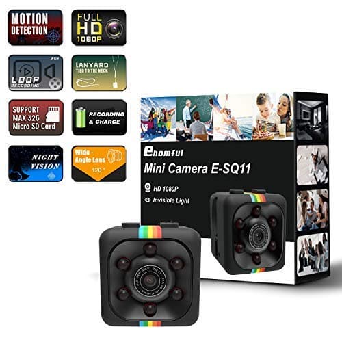 Cop Spy Cam As Seen On TV Mini Camera Wireless Hidden,ehomful 1080P Body Camera Action Camera, Convert Security Nanny Cam with Night Vision and Motion Activated for Home,Car,Office Indoor and Outdoor