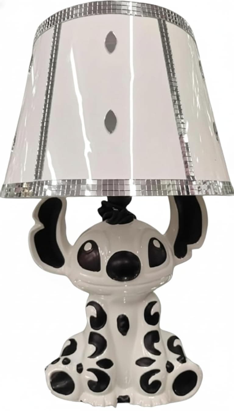 Bling Crushed Diamond Stitch Table Lamp with Silver Shade Ceramic Base Sparkling Bedside Home Decor (White Black)