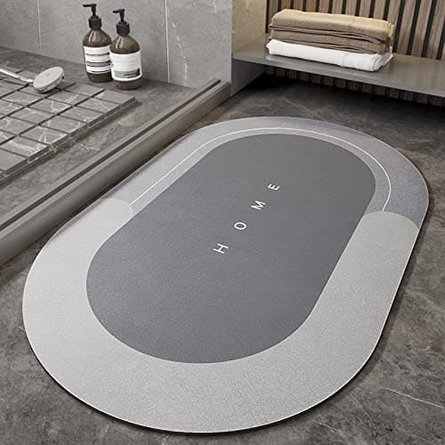 Bathroom Absorbent Carpet, Super Absorbent Floor Mat, Memory Foam Bath Mat, The Latest Technology Has Strong Water Absorption Capacity, Multi Coloured, Pack of 1, 60 x 40 cm, Oval