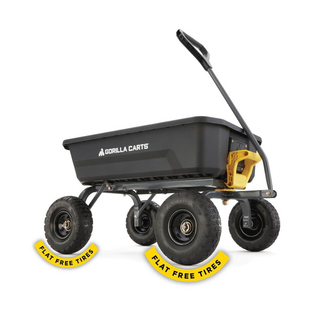 Gorilla Carts 4GCG-NF Poly Dump Cart with No-Flat Tires, Black
