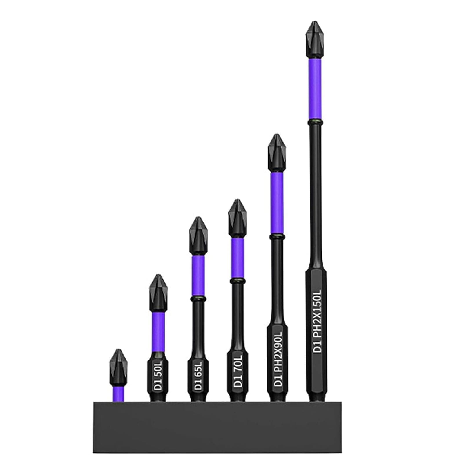 D1 Anti-Slip and Shock-Proof 6Pcs Phillips Screwdriver Bits Set with Strong Magnetic Impact Screwdriver Set