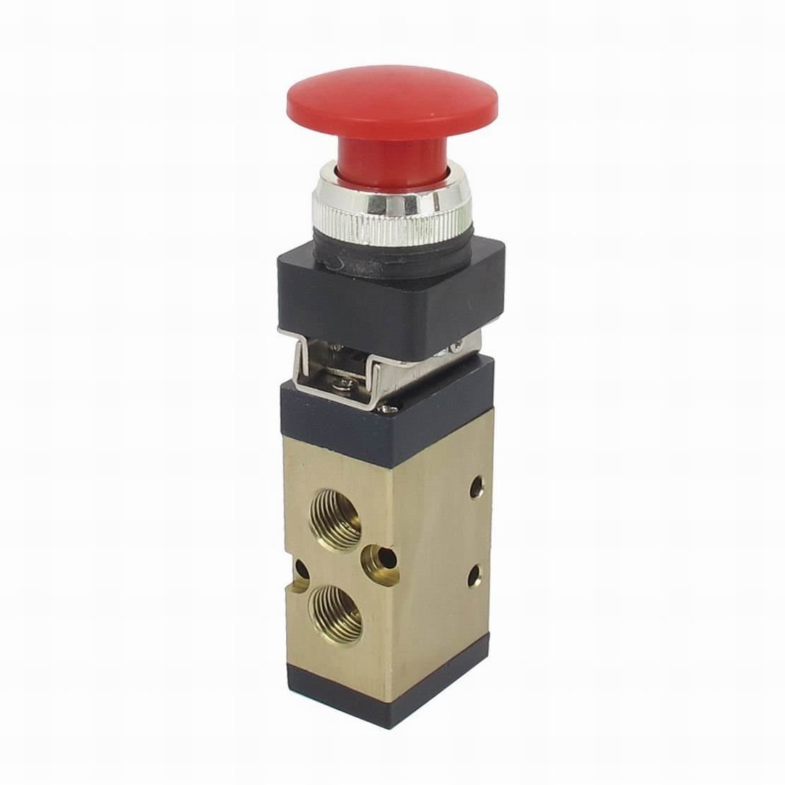 MSV-86522PB 1/4" PT 2/5 Way Momentary Red Mushroom Button Air Mechanical Valve
