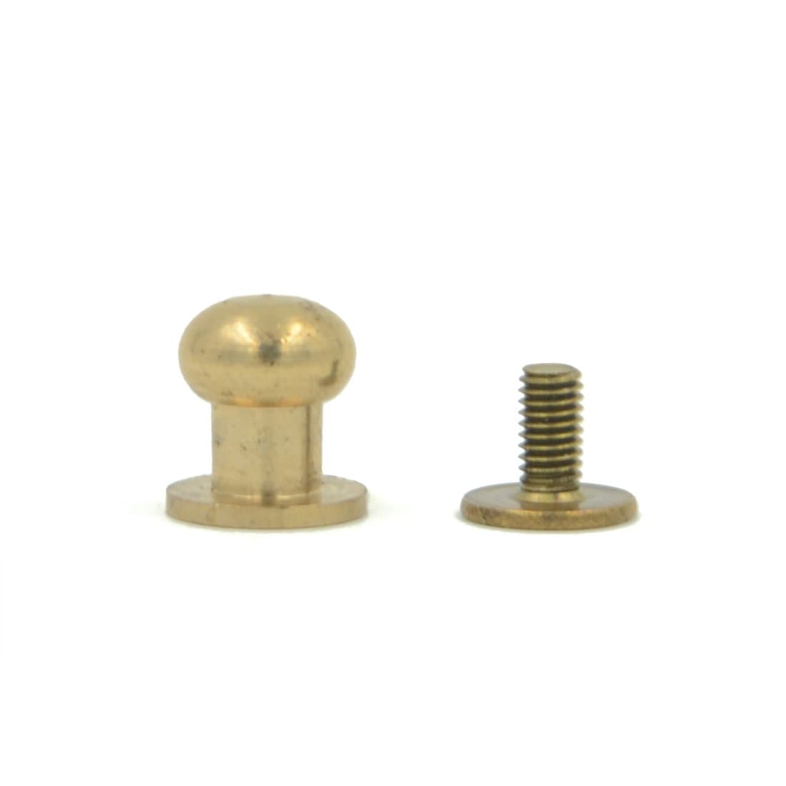Angelakerry 10pcs 8mm Sam Browne Stud Screw Round Head Solid Brass Rivet Chicago Button Leather