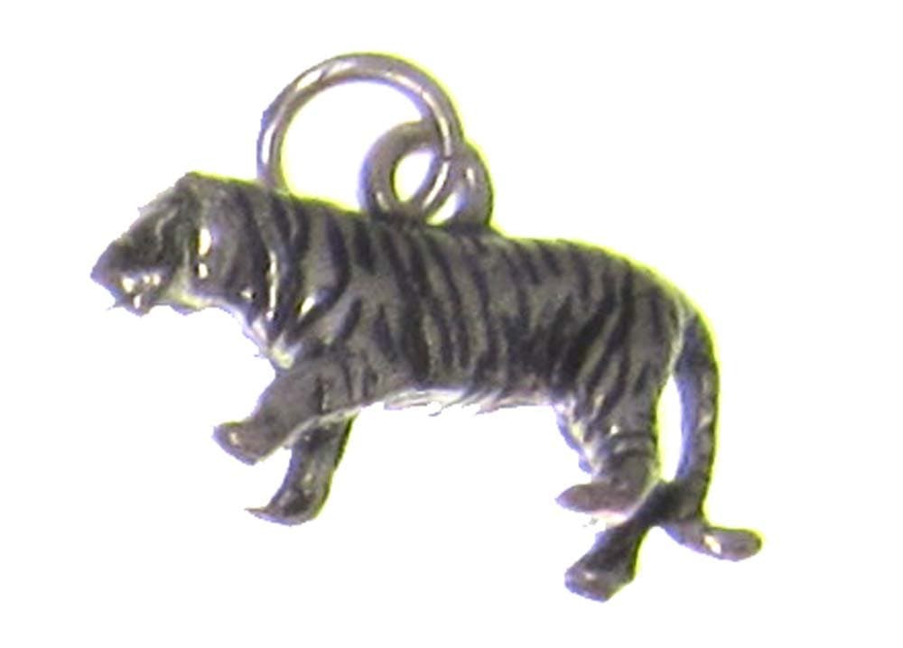 Charm Gallery 77197 Silver Plated Tiger Charm