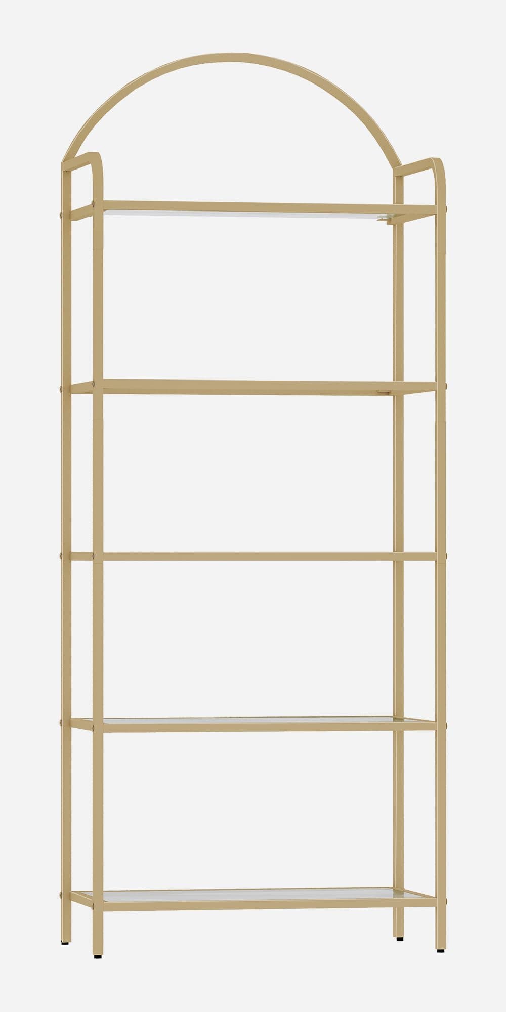 Bookcase Bookshelf, Tempered Glass Bookshelves, Slim Shelving Unit for Bedroom, Bathroom, Home Office, Steel Frame, 5 Tier Gold BC21599G