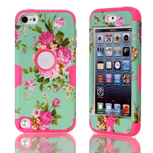 For iPod Touch 5,cute ipod touch 5 cases,Touch iPod 5 case,Flipcase Touch 5 cases,Case for Touch 5 Case 3in1 Beautiful Flowers Picture Hybrid Cover Case Suitable Fit For iPod Touch 5th Generation,ipod 5 touch cases for girls Wireless Phone Accessory